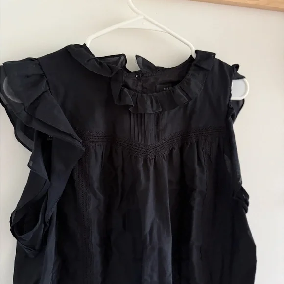 J.CREW Flutter-sleeve top in cotton-silk voile in Black Large - Picture 3 of 7